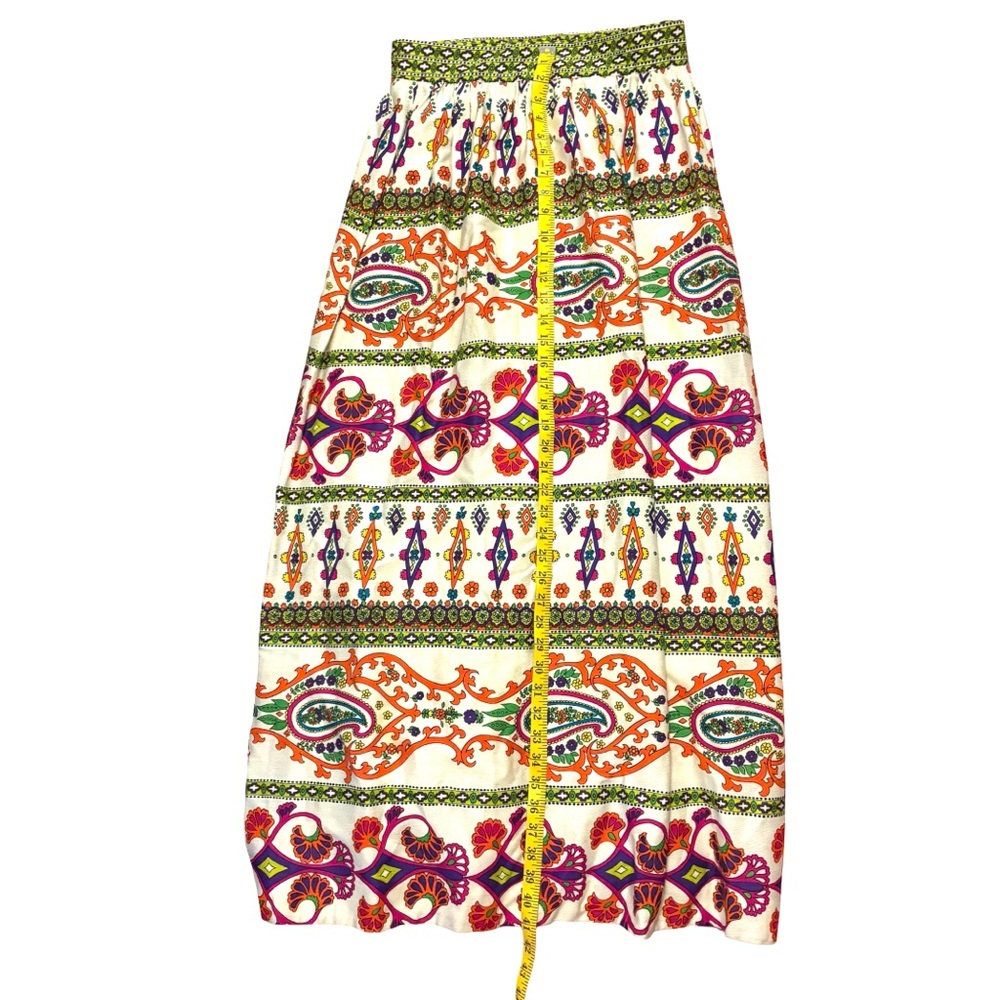 ALEX COLEMAN VINTAGE BOHO 1970’s FLORAL & PAISLY VIBRANT MAXI SKIRT SZ:30 - Picture 8 of 9